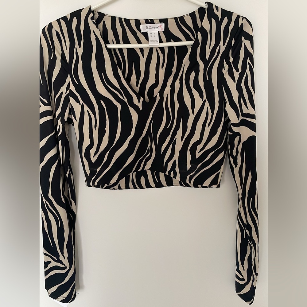 Revamped Black and Cream Zebra Blouse
